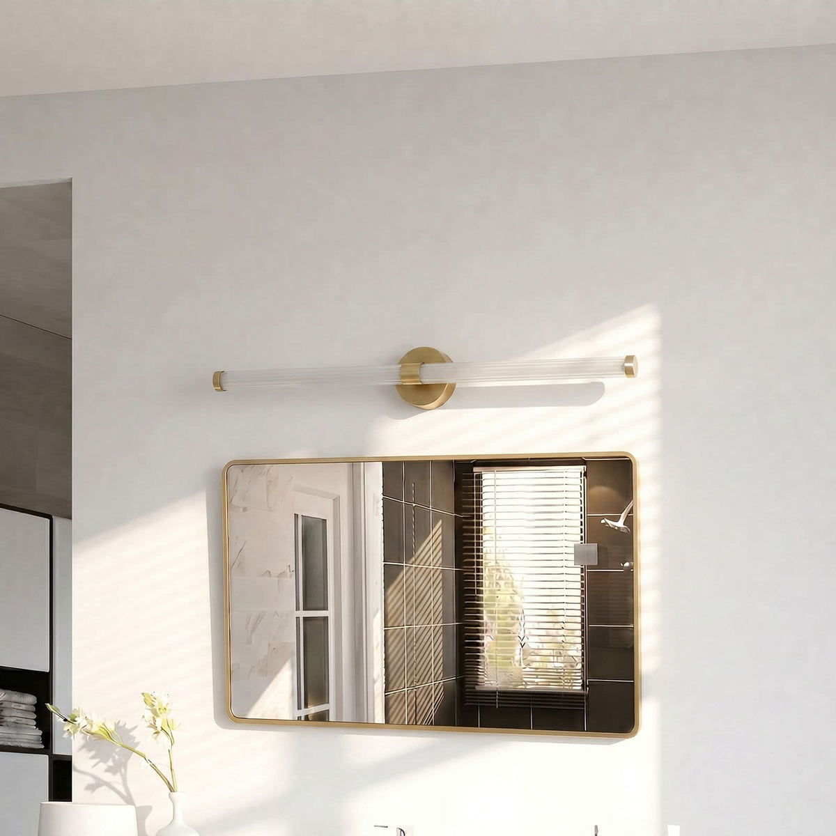 Applique murale LED Melisa en verre, doré, hauteur 9,4 cm, IP44