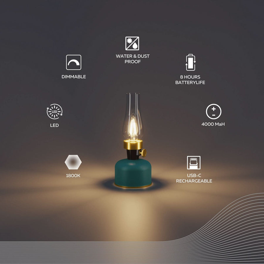 Lampe à poser d'extérieur LED rechargeable Lavinio en aluminium, vert et transparent, Ø 11 cm, IP44