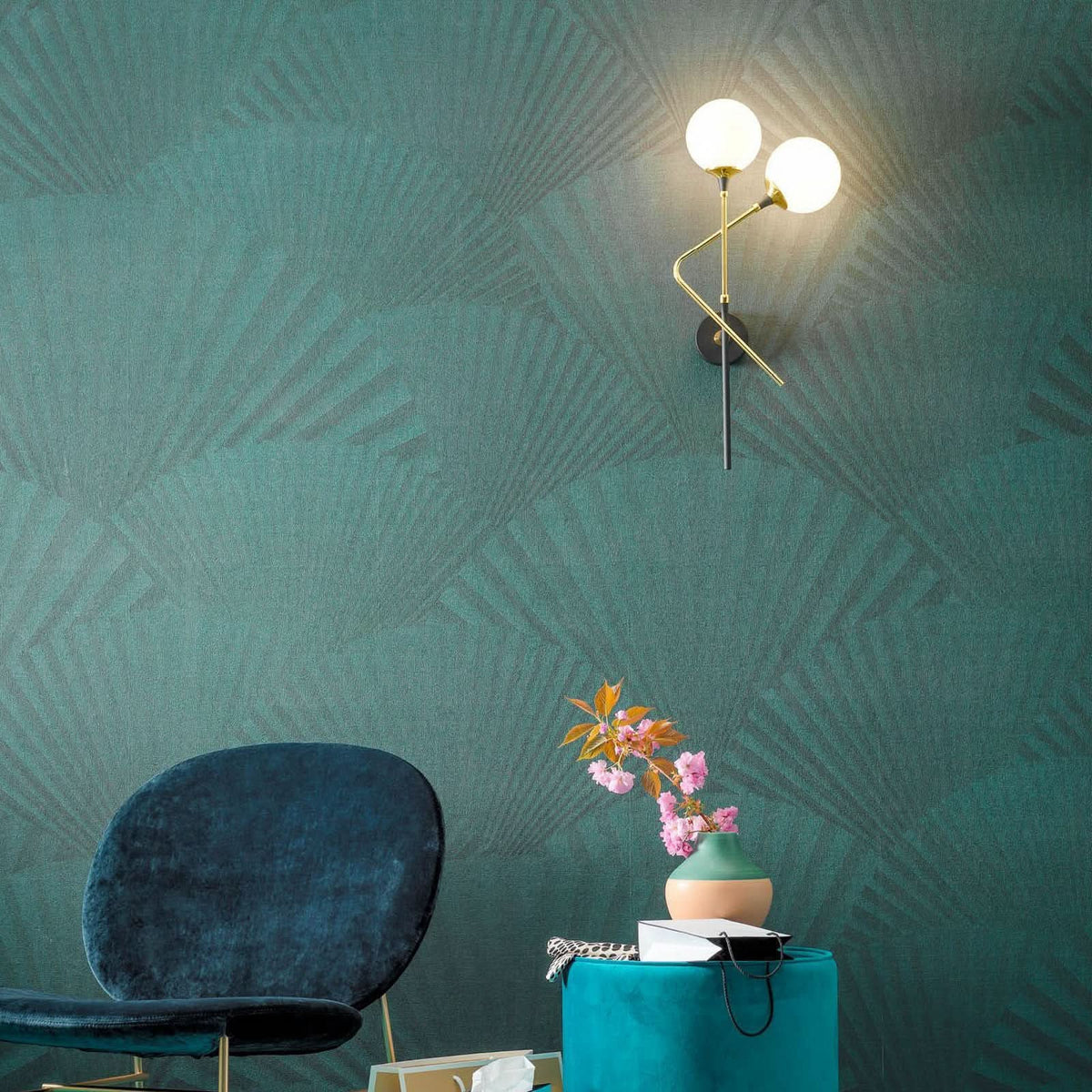 Applique murale Galassia en laiton, doré, 2 lumières, hauteur 69,1 cm, 2700 K, 6 W, largeur 31,8 cm, modèle 2