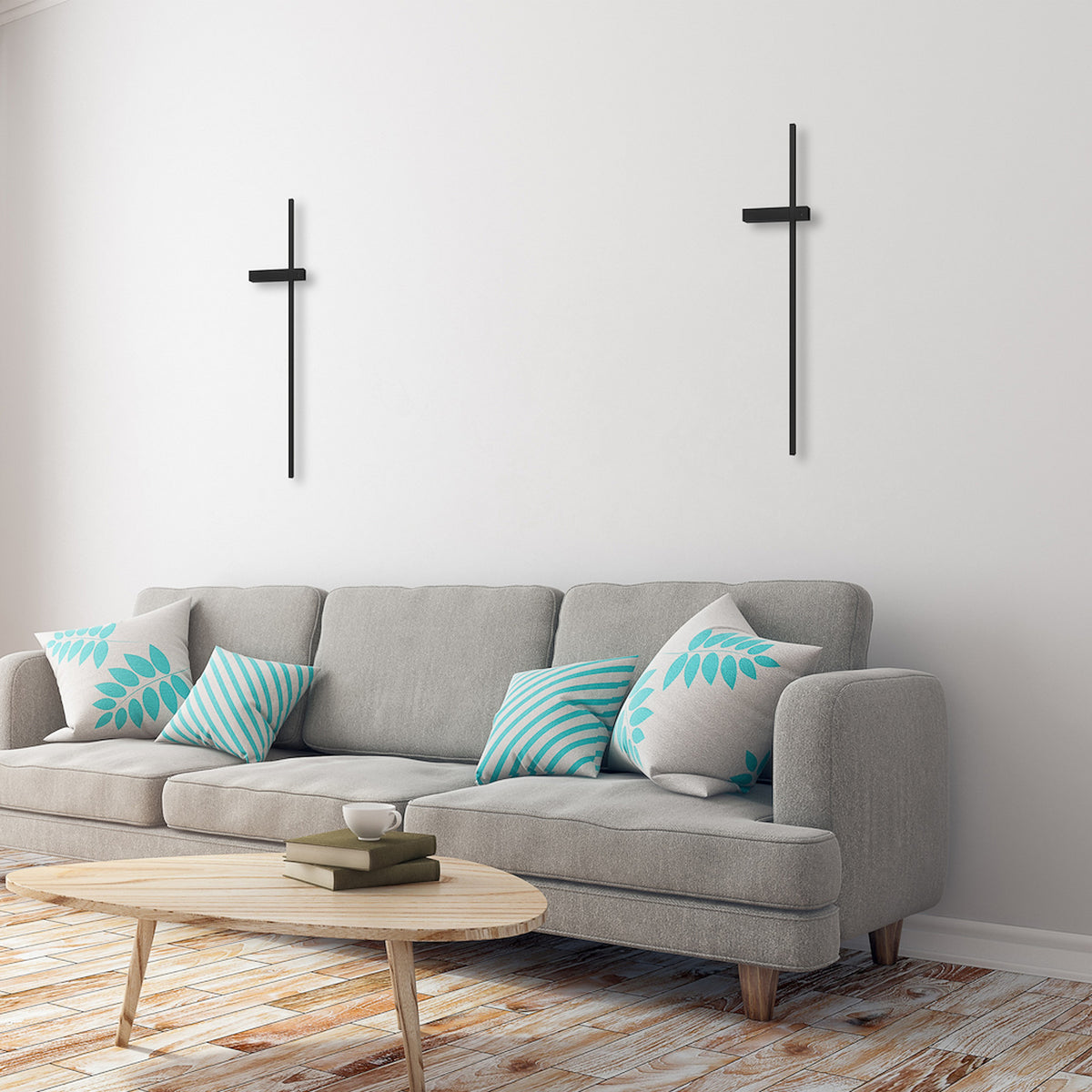 Applique murale LED Vision en métal, noir, hauteur 90 cm