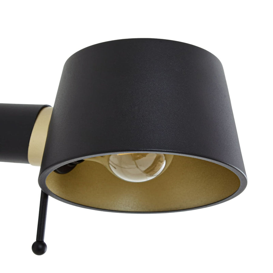 Applique murale Silka en métal, noir et doré, hauteur 14 cm