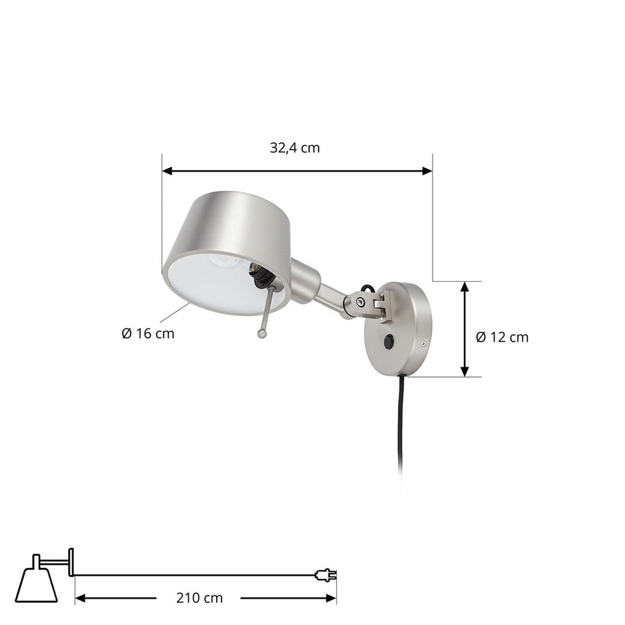 Applique murale Silka en métal, nickel, hauteur 14 cm, 15 W, largeur 16 cm