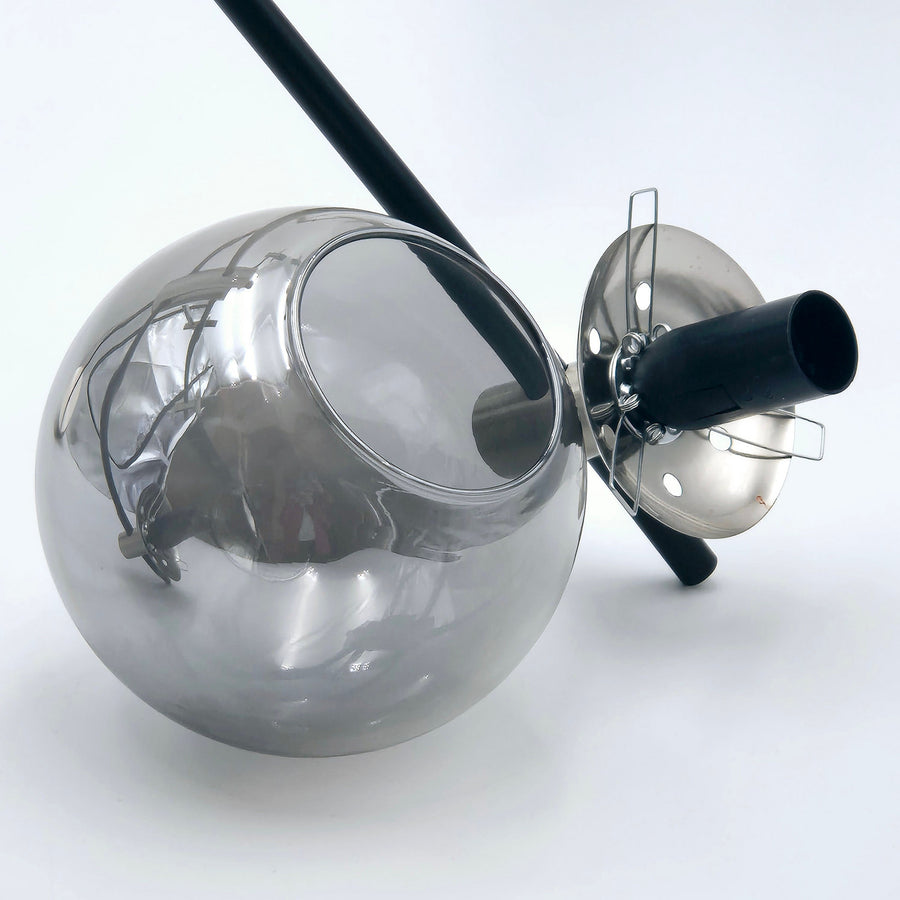 Plafonnier Lilou en verre, gris fumée transparent et chromé, 6 lumières, Ø 53 cm