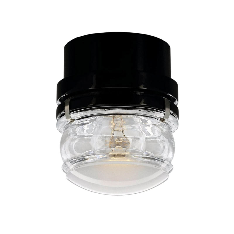Applique murale LED Fresnel en verre, noir, Ø 10 cm, IP44