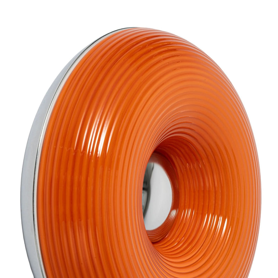 Applique murale LED Fjora en verre, orange et chromé, Ø 30 cm
