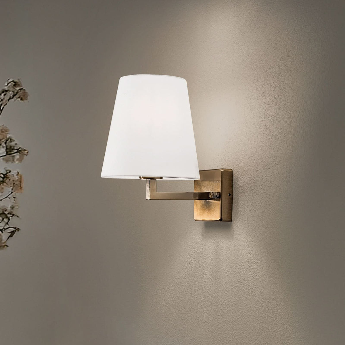Applique murale Profil en tissu, doré et blanc, Ø 18 cm