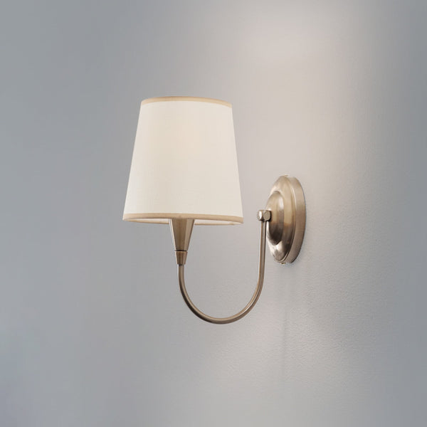 Applique murale Pardo en tissu, laiton et crème, hauteur 31 cm