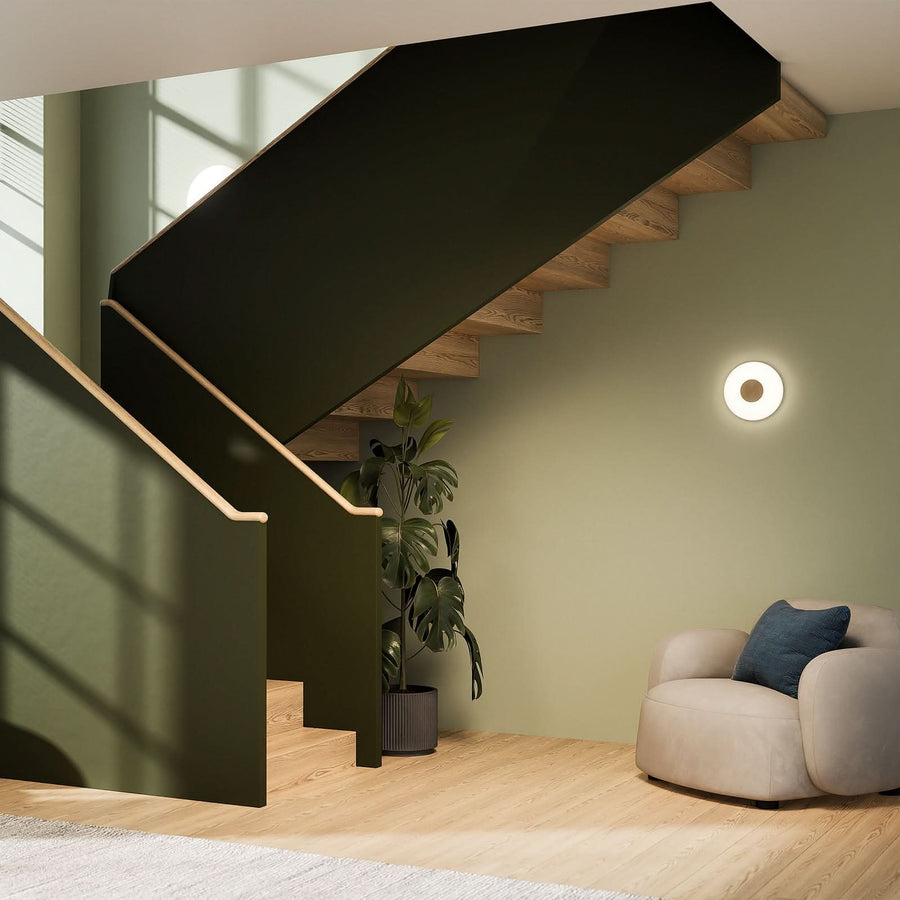 Applique murale LED Glint en verre, blanc, Ø 36 cm