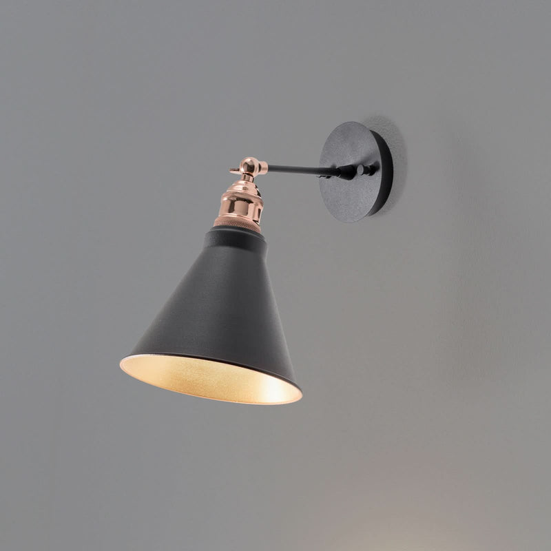 Applique murale Berceste en métal, noir doré, hauteur 29 cm