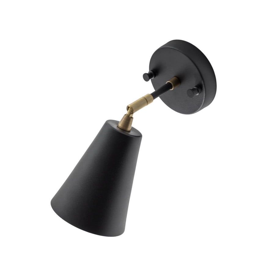 Applique murale Evander en métal, noir doré, hauteur 21 cm