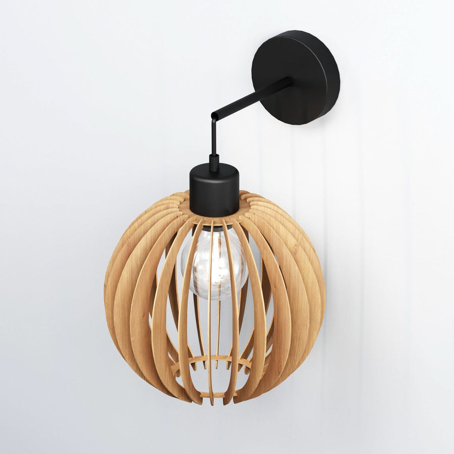 Applique murale Clay en métal, bouleau et noir, Ø 23 cm, 15 W, hauteur 30 cm
