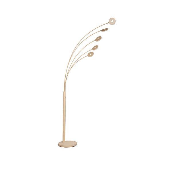 Lampadaire LED Dent en métal, sable, 5 lumières, hauteur 225 cm