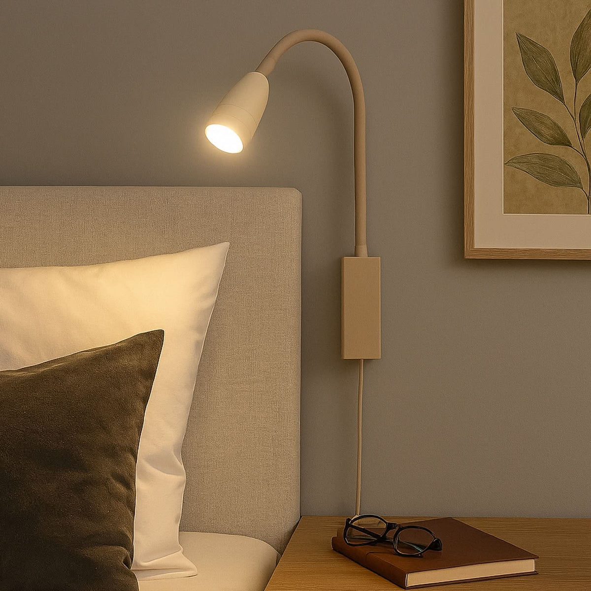 Applique murale LED Sten en métal, sable, hauteur 61 cm