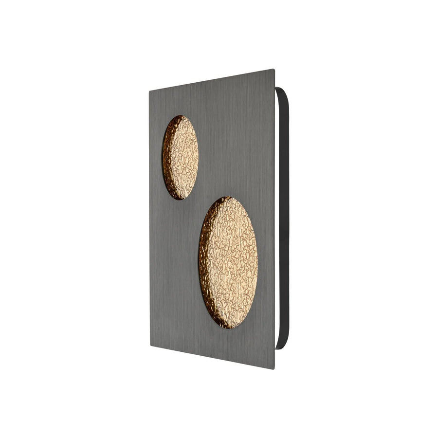 Applique murale LED Delin en métal, gris et doré, hauteur 55 cm