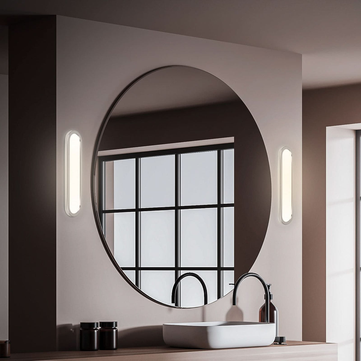 Applique murale LED Pil, chromé, hauteur 9 cm, IP44