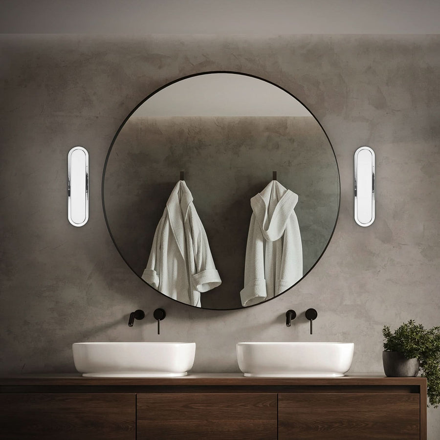 Applique murale LED Pil, chromé, hauteur 9 cm, IP44