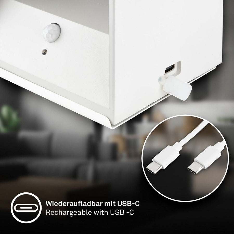 Applique murale LED rechargeable Barro en métal, blanc, hauteur 10 cm
