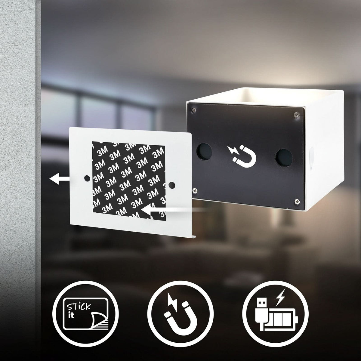 Applique murale LED rechargeable Barro en métal, blanc, hauteur 10 cm