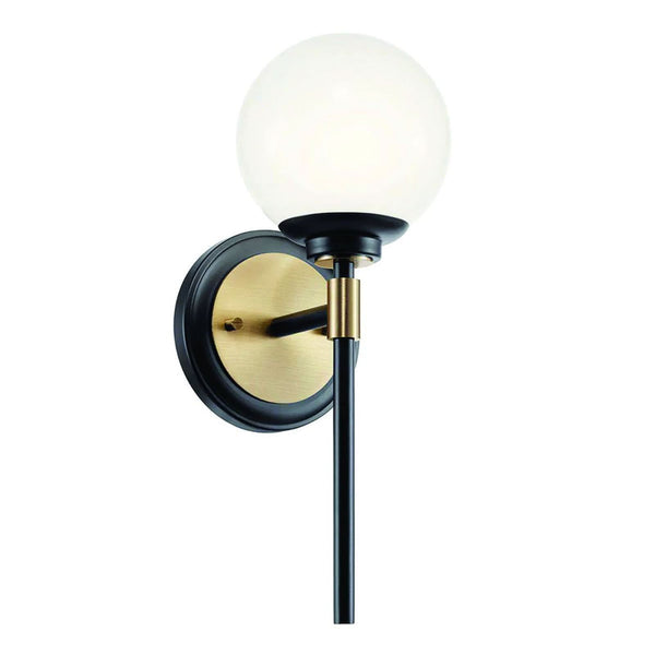 Applique murale Benno 1 en verre, noir et blanc, hauteur 34,8 cm, IP44