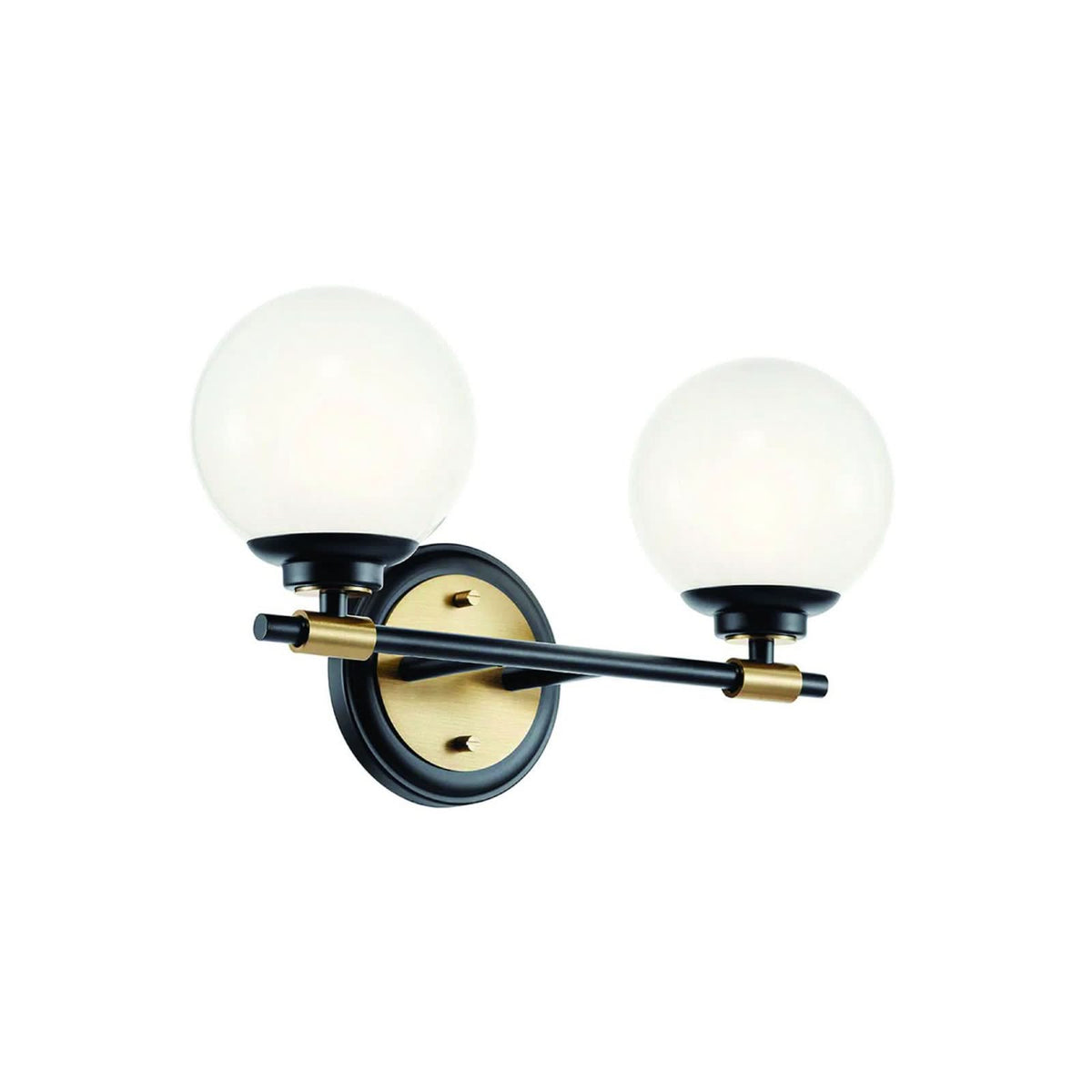 Applique murale Benno 2 en verre, noir et blanc, 2 lumières, hauteur 22,2 cm, IP44