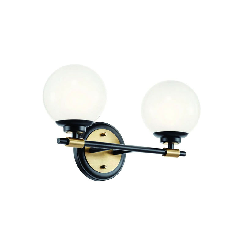 Applique murale Benno 2 en verre, noir et blanc, 2 lumières, hauteur 22,2 cm, IP44
