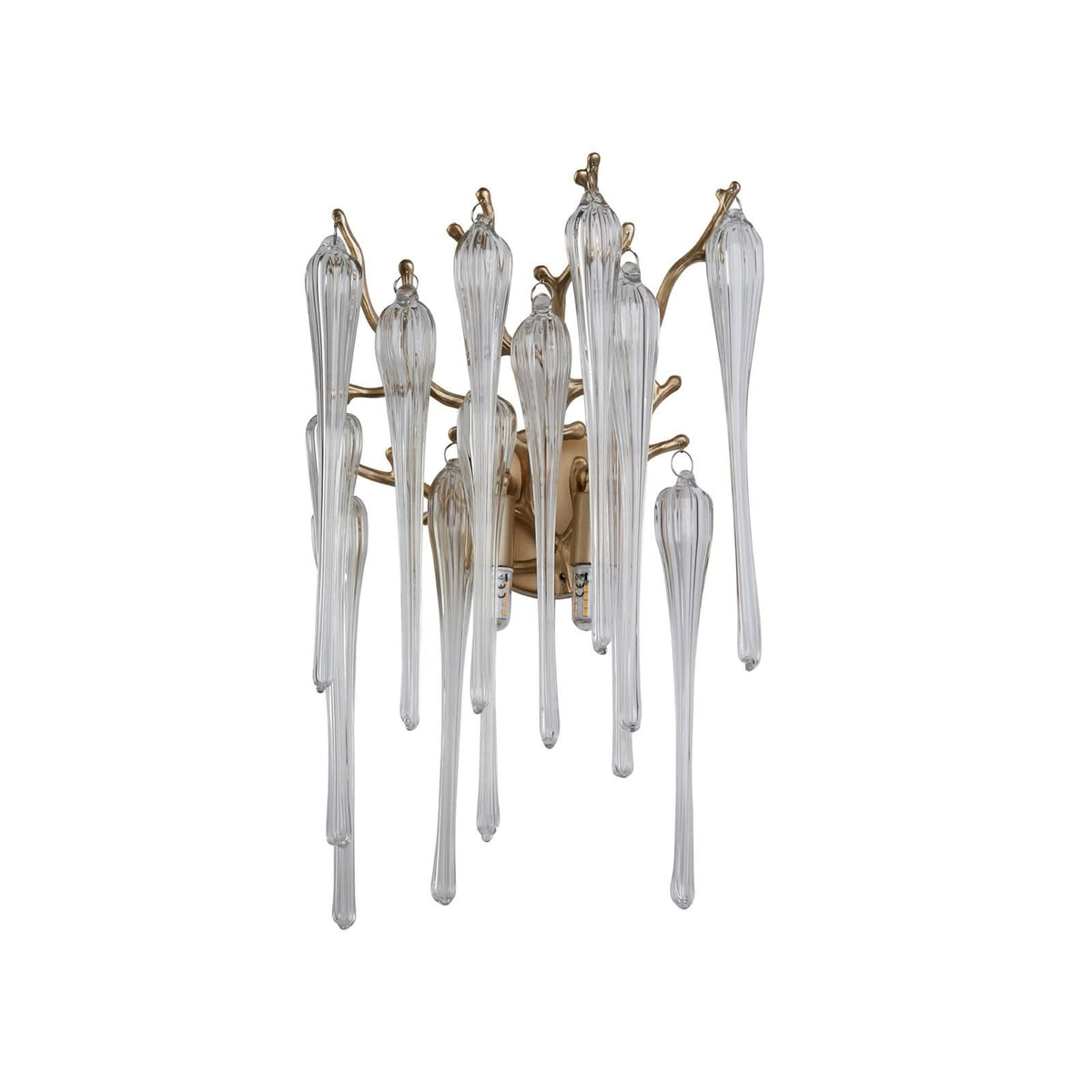 Applique murale Heritage en verre, transparent et laiton, 2 lumières, hauteur 42 cm