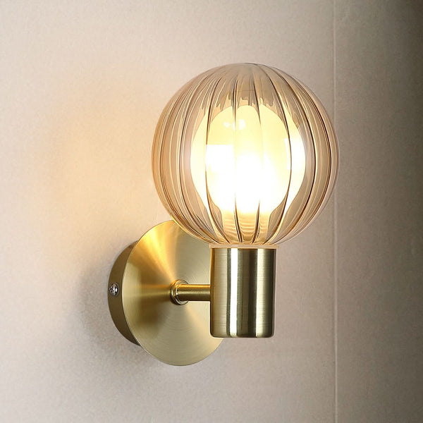 Applique murale Lumisphere en verre, crème et laiton, hauteur 12,4 cm, IP44