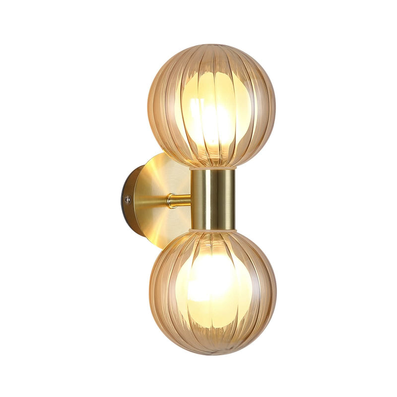 Applique murale Lumisphere en verre, crème et laiton, 2 lumières, hauteur 28 cm, IP44
