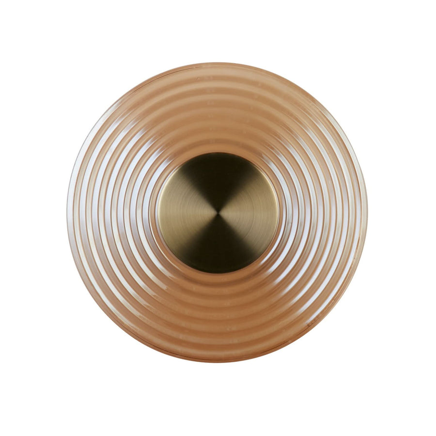 Applique murale LED Cleo en verre, ambre et laiton, Ø 30 cm