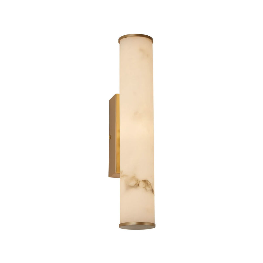 Applique murale LED Wales en acier, doré et blanc marbré, hauteur 35 cm, IP44