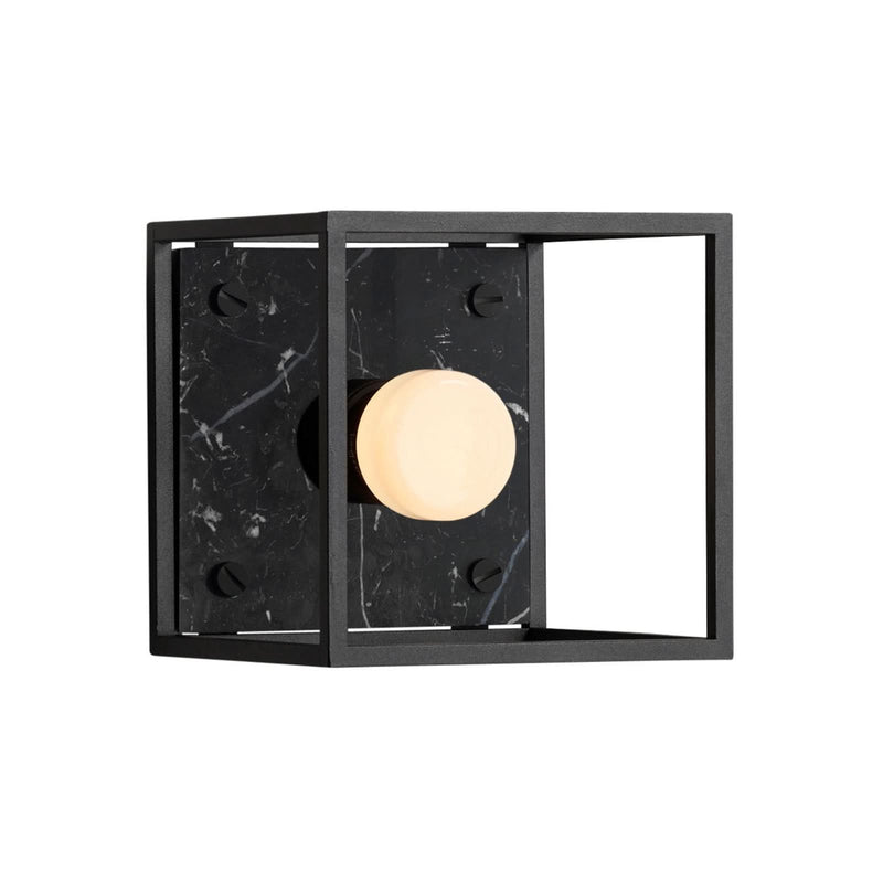 Applique murale Caged Wall en marbre, noir, hauteur 17 cm, 5 W, largeur 17 cm