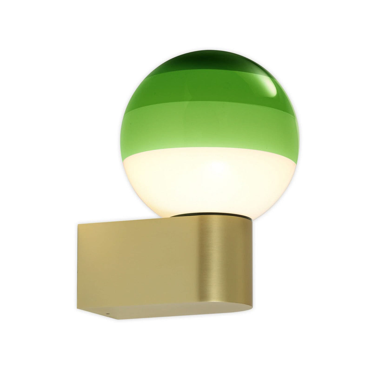 Applique murale LED Dipping Light A1 en verre, vert et laiton, Ø 12,5 cm