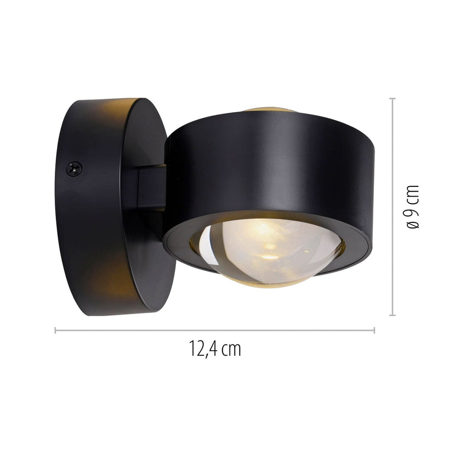 Applique murale LED rechargeable Chia en métal, noir, 2 lumières, hauteur 9 cm