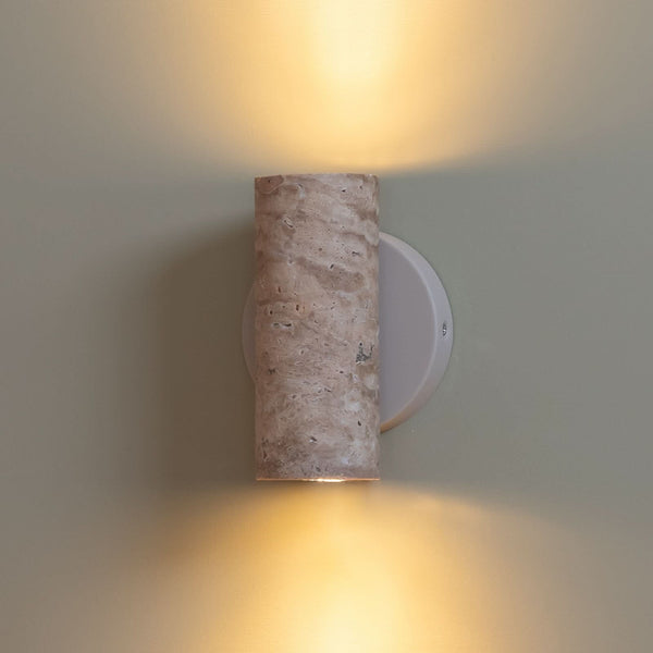 Applique murale Tivoli en pierre, sable, 2 lumières, Ø 9,5 cm