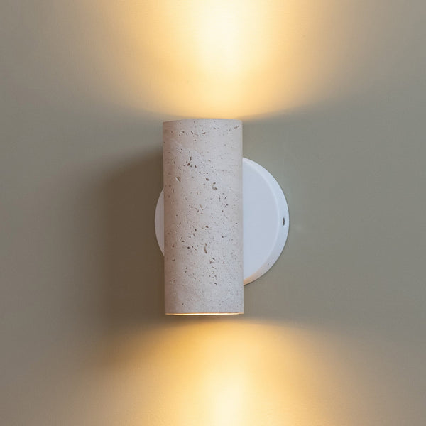 Applique murale Tivoli en pierre, blanc, 2 lumières, Ø 9,5 cm