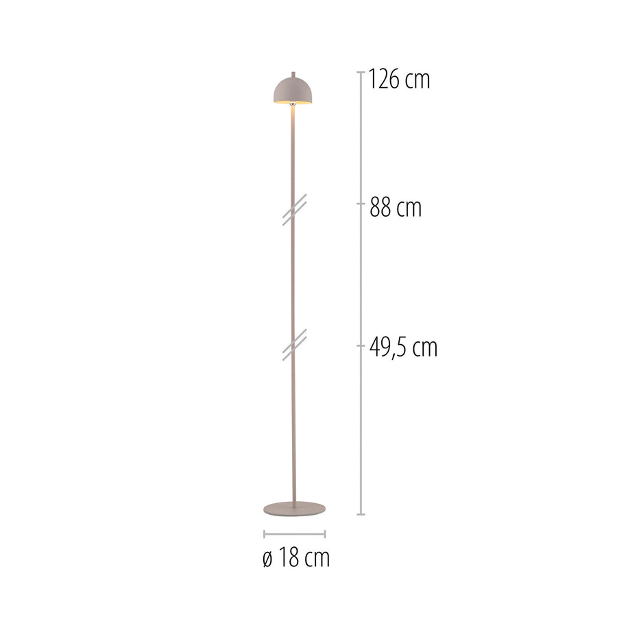 Lampadaire d'extérieur LED rechargeable Bellis en métal, sable, Ø 13 cm, IP54
