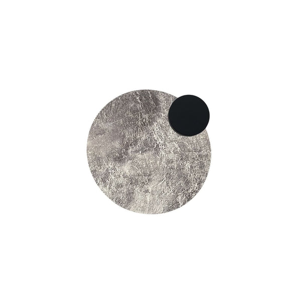 Applique murale LED Pois en acier, feuille d'argent et noir, Ø 25 cm