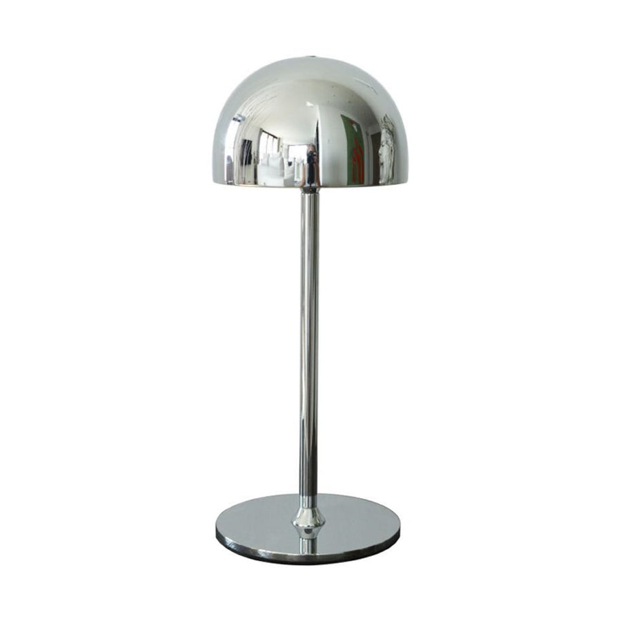 Lampe à poser d'extérieur LED rechargeable Tim en métal, chromé, Ø 11,5 cm, IP54, 2700 K, 2,5 W, hauteur 30 cm