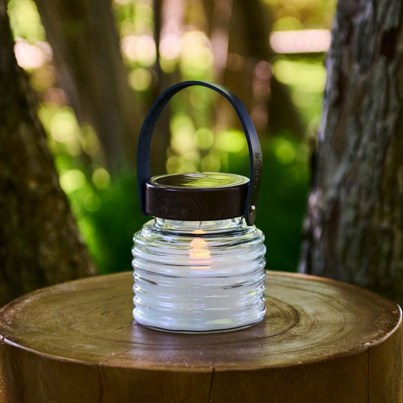 Lampe solaire d'extérieur LED Aston Jar en verre, noir et transparent, Ø 12 cm, IP44