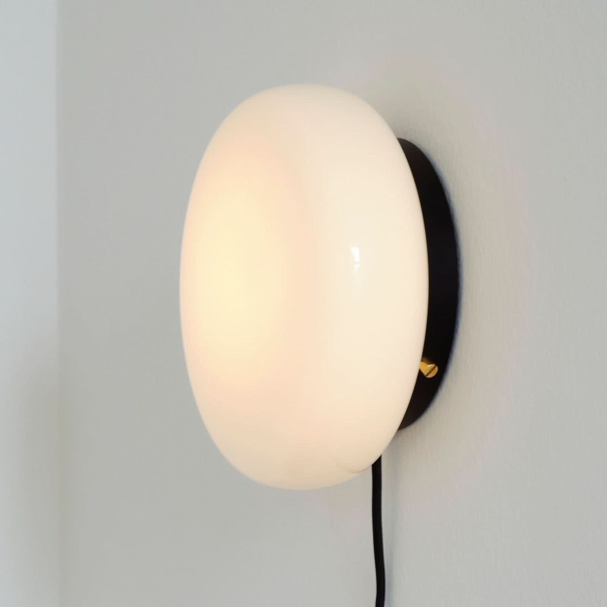 Applique murale OPA en verre, blanc et noir, 2 lumières, Ø 21,5 cm