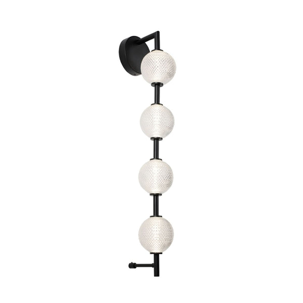 Applique murale LED Abeona en verre, noir et transparent, hauteur 72,5 cm