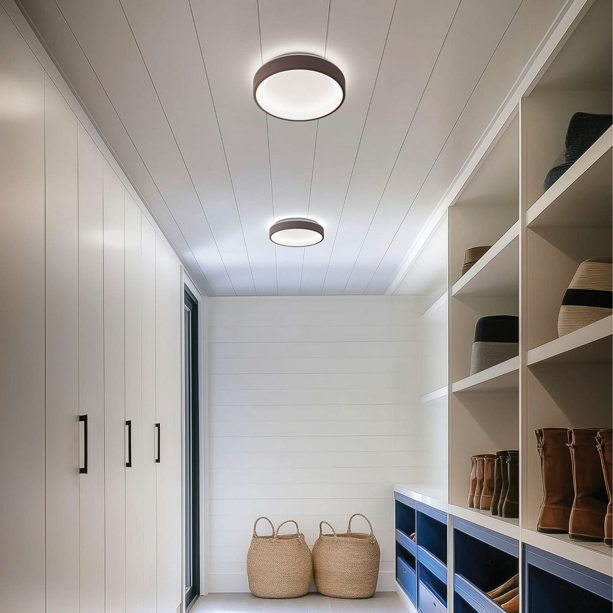 Applique murale LED Iside en métal, marron foncé, Ø 35,2 cm