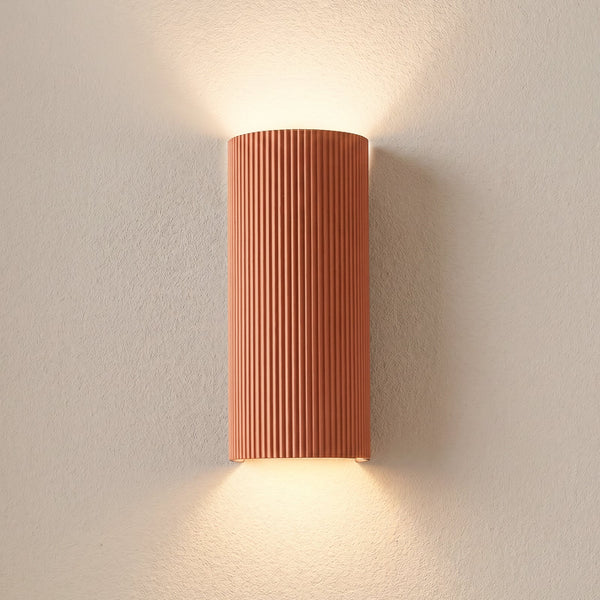 Applique murale Colja en plâtre, terracotta, 2 lumières, hauteur 30,5 cm