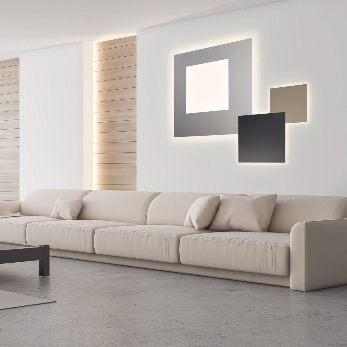 Applique murale LED Blade Q en aluminium, taupe, hauteur 44 cm