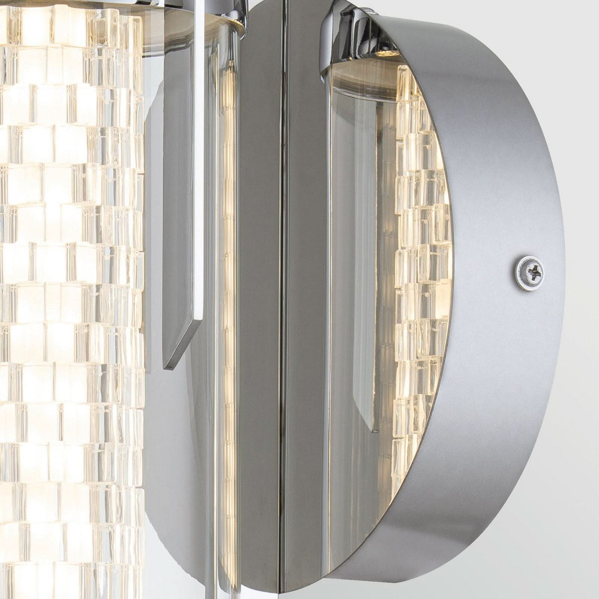 Applique murale LED Espada en verre, chromé poli et transparent, Ø 16 cm, IP44