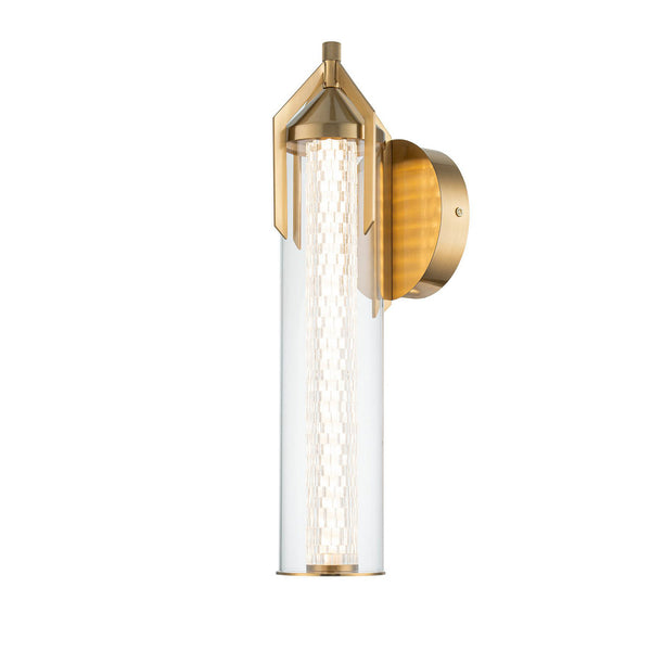 Applique murale LED Espada en verre, doré brossé et transparent, Ø 16 cm, IP44