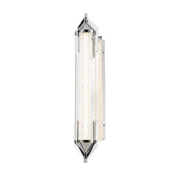 Applique murale LED Espada en verre, chromé poli et transparent, hauteur 14 cm, IP44