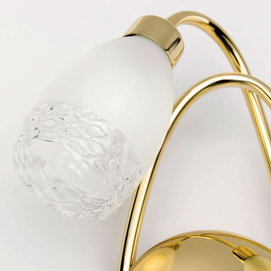 Applique murale Carla en verre, laiton brillant, 2 lumières, hauteur 35 cm
