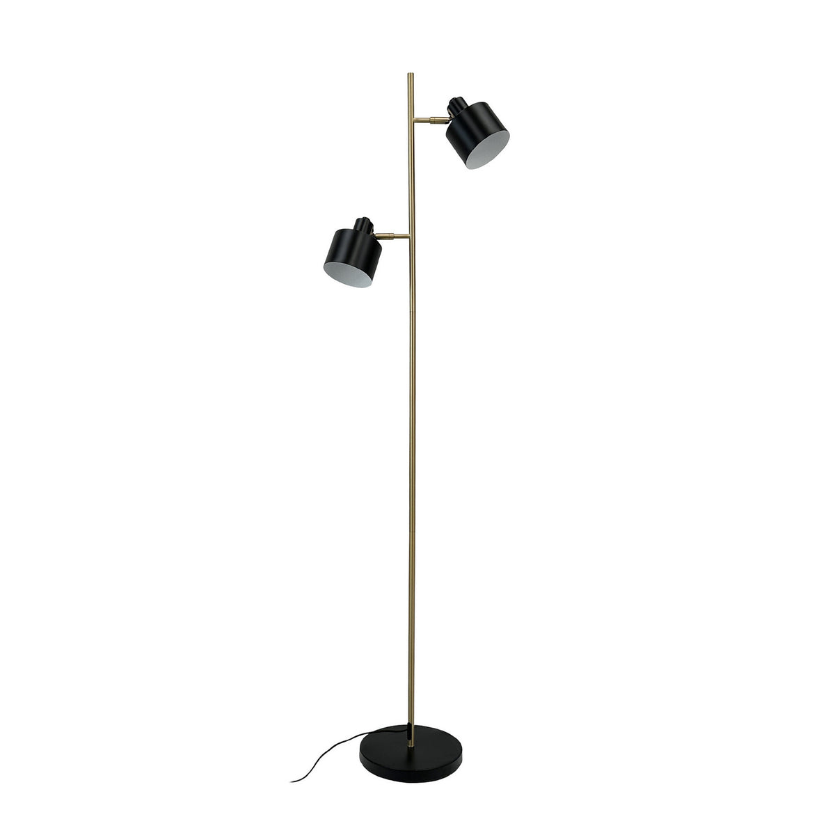 Lampadaire Ocean en métal, laiton et noir, 2 lumières, hauteur 160 cm