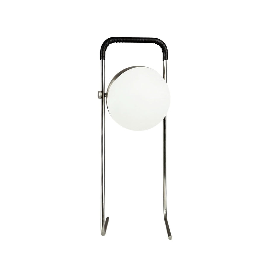 Lampe à poser d'extérieur LED rechargeable Mova en métal, chromé et noir, hauteur 31 cm, IP44